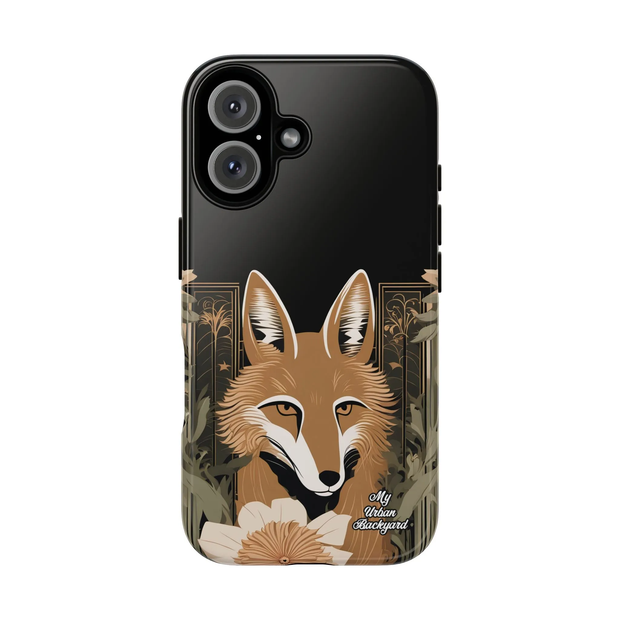 Art Deco Coyote with Flower, Cell Phone Case - Apple, Samsung or Google Pixel