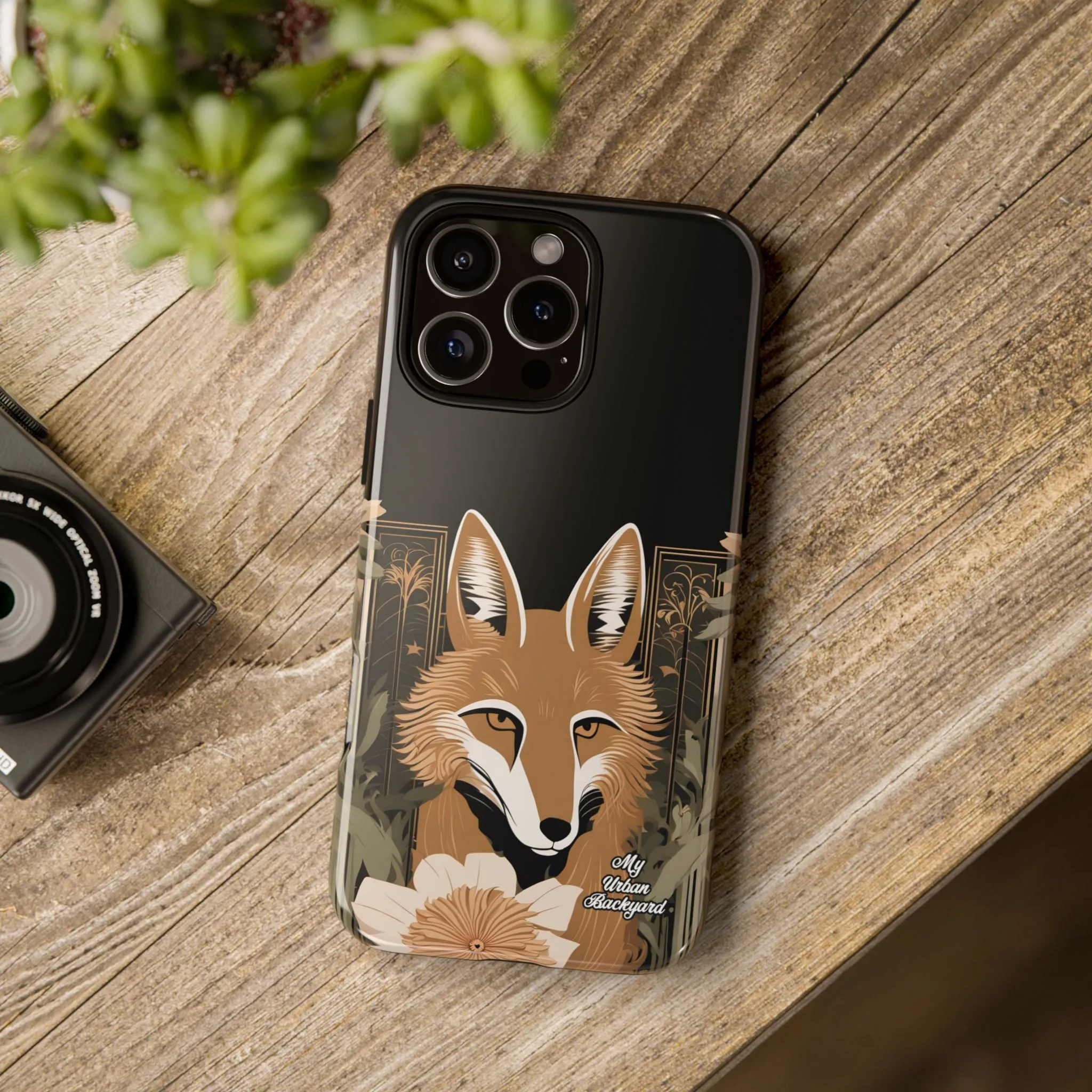 Art Deco Coyote with Flower, Cell Phone Case - Apple, Samsung or Google Pixel