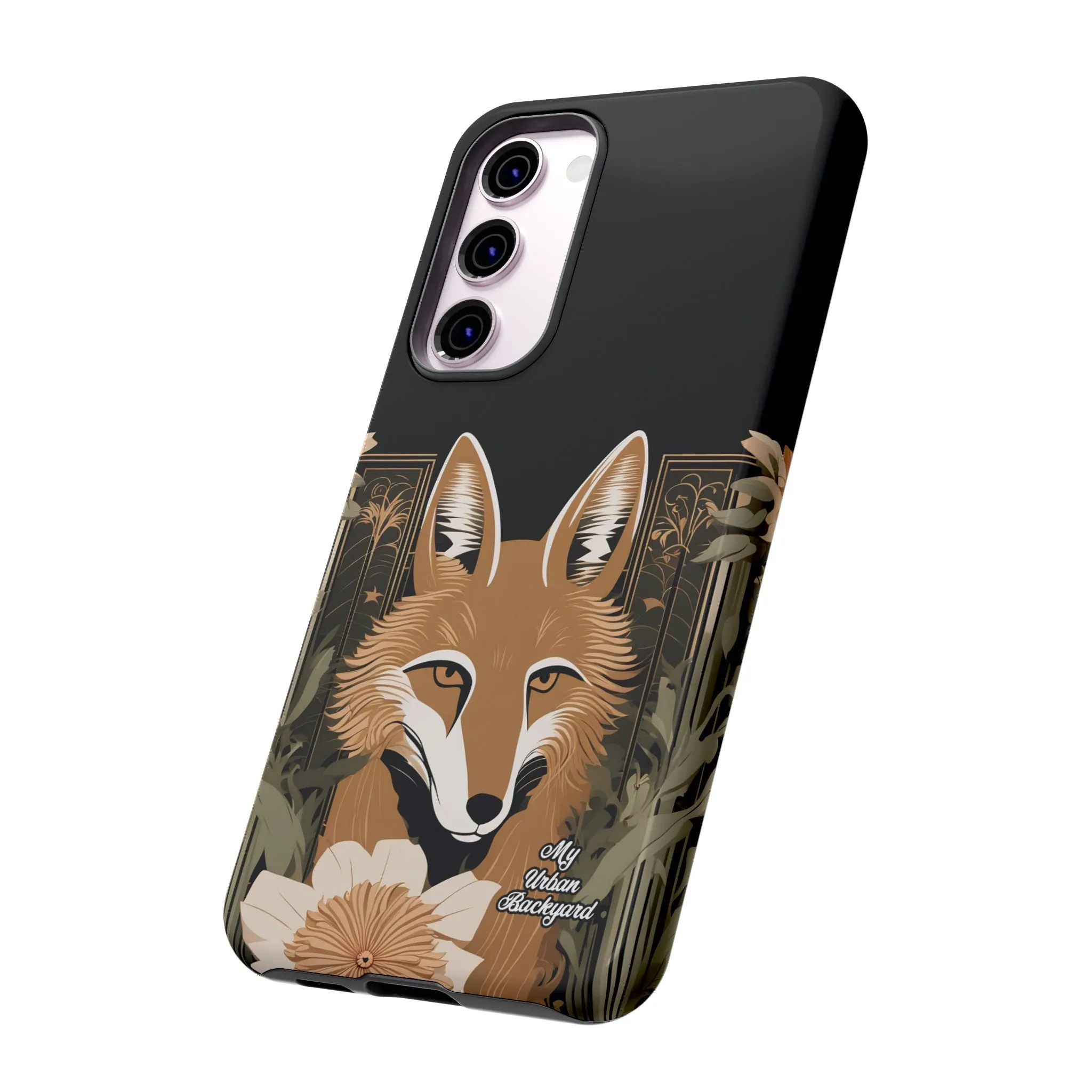 Art Deco Coyote with Flower, Cell Phone Case - Apple, Samsung or Google Pixel