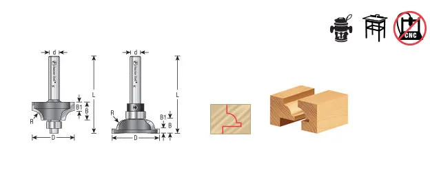 Bead Stile & Rail Router Bit | 2 Piece 23⁄64 Radius Set | 49647 | 738685496473