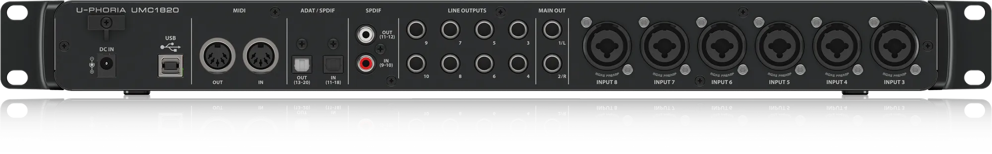 BEHRINGER U-Phoria UMC1820, Black, 8-Channel Audio Interface