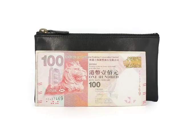 Black Mens Leather Zipper Slim Long Wallet Phone Long Wallet for Men