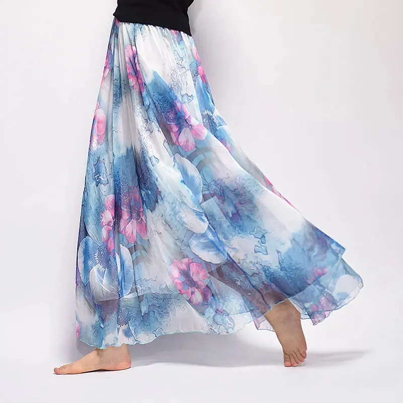 Bohemian Long Skirts Women Elegant Chiffon Saia Harajuku Beach High Waist Long Skirt Woman Clothes Faldas Tutu Vestidos