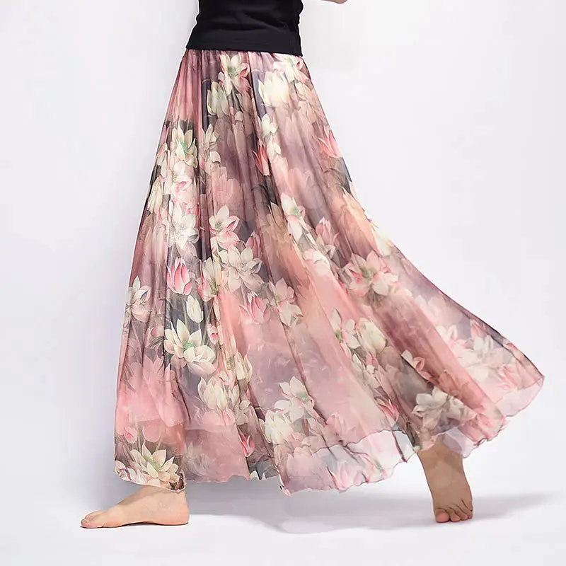 Bohemian Long Skirts Women Elegant Chiffon Saia Harajuku Beach High Waist Long Skirt Woman Clothes Faldas Tutu Vestidos