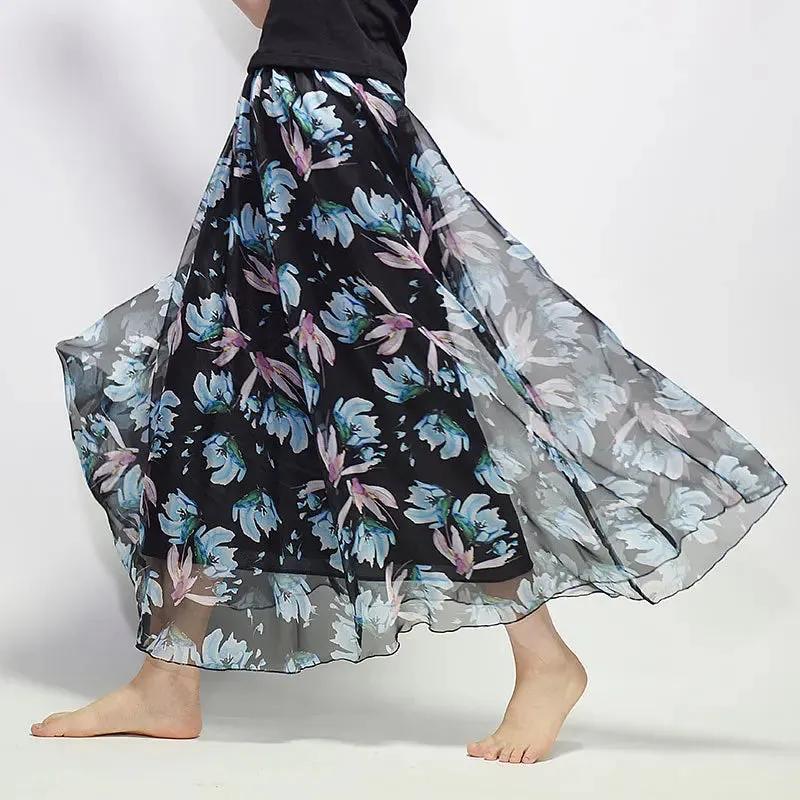 Bohemian Long Skirts Women Elegant Chiffon Saia Harajuku Beach High Waist Long Skirt Woman Clothes Faldas Tutu Vestidos