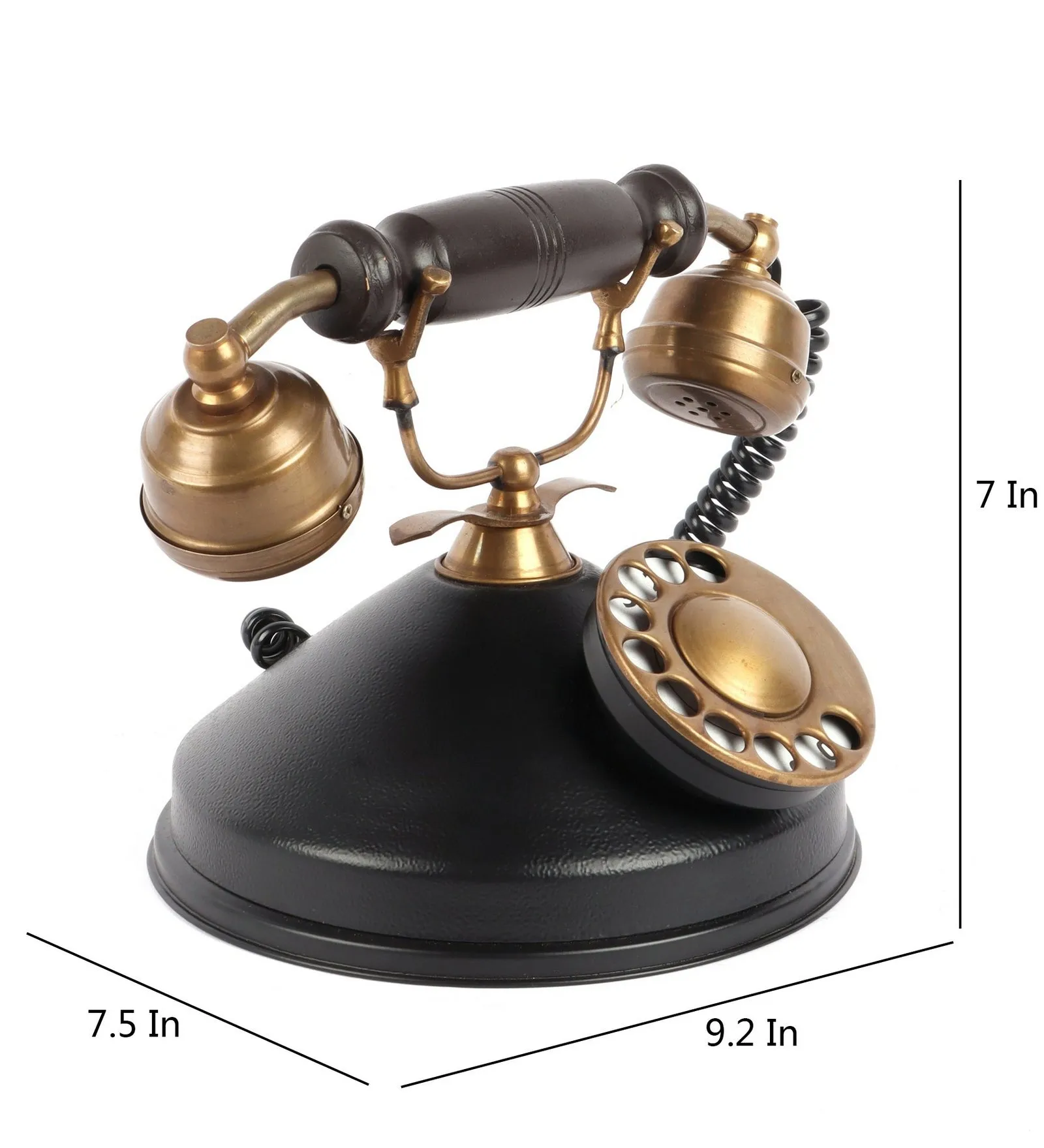 Brass Antique Telephone Showpiece Round Base - Exim Décor