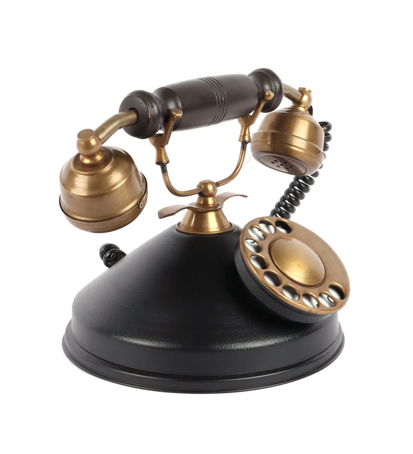 Brass Antique Telephone Showpiece Round Base - Exim Décor