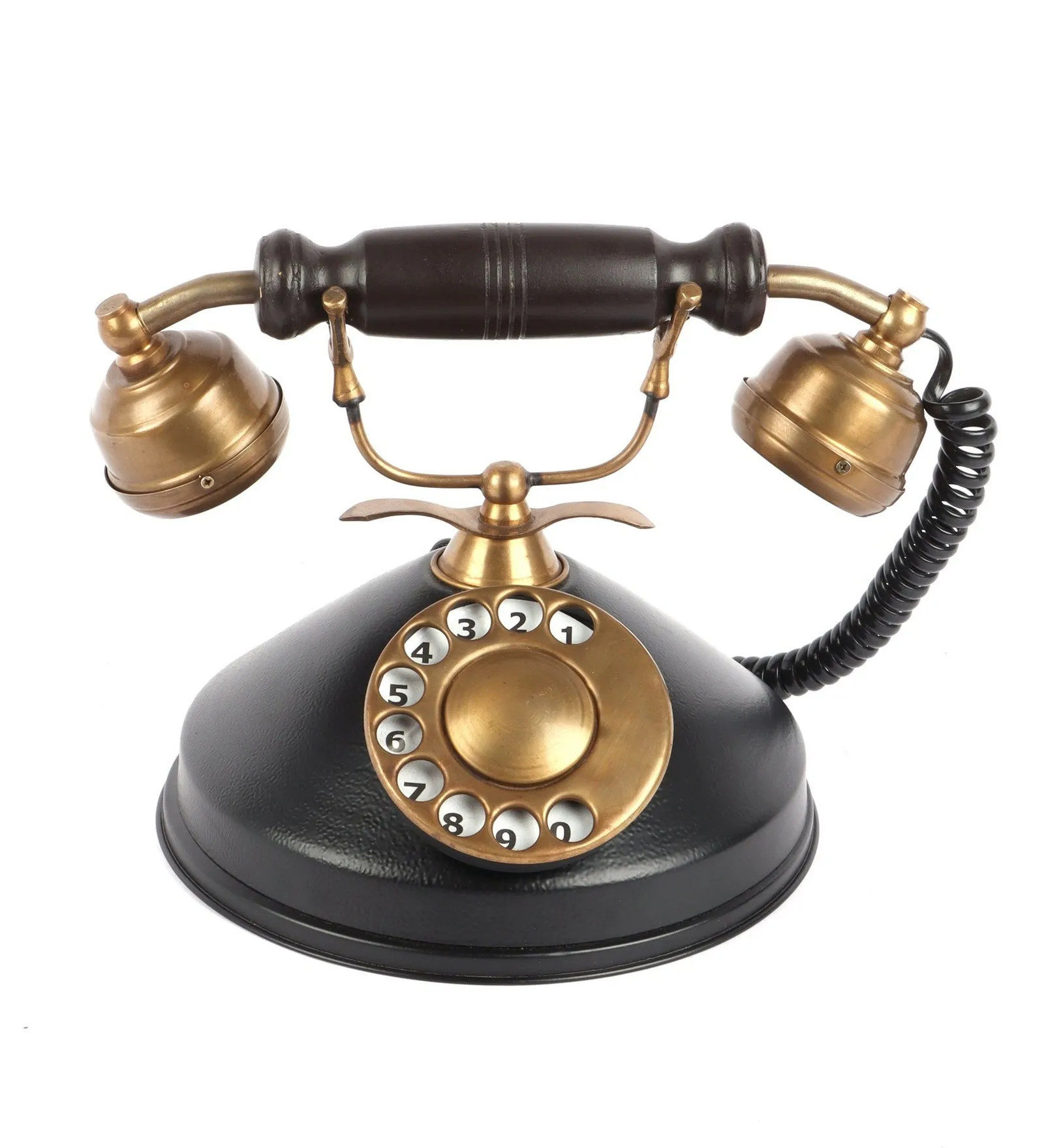 Brass Antique Telephone Showpiece Round Base - Exim Décor