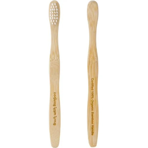 Brush with Bamboo Organic Bamboo Toothbrush Castor Bean Oil Based Bristles - Kids Soft