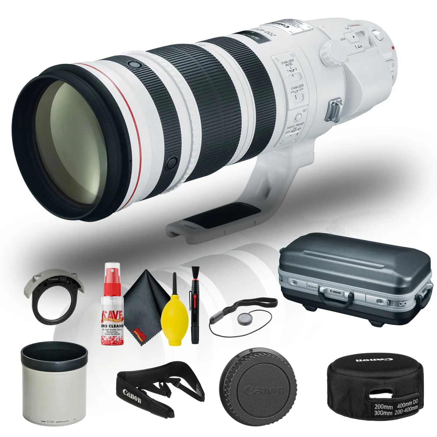 Canon EF 200-400mm f/4L IS USM Extender 1.4x Lens (5176B002)   Cap Keeper Base Bundle