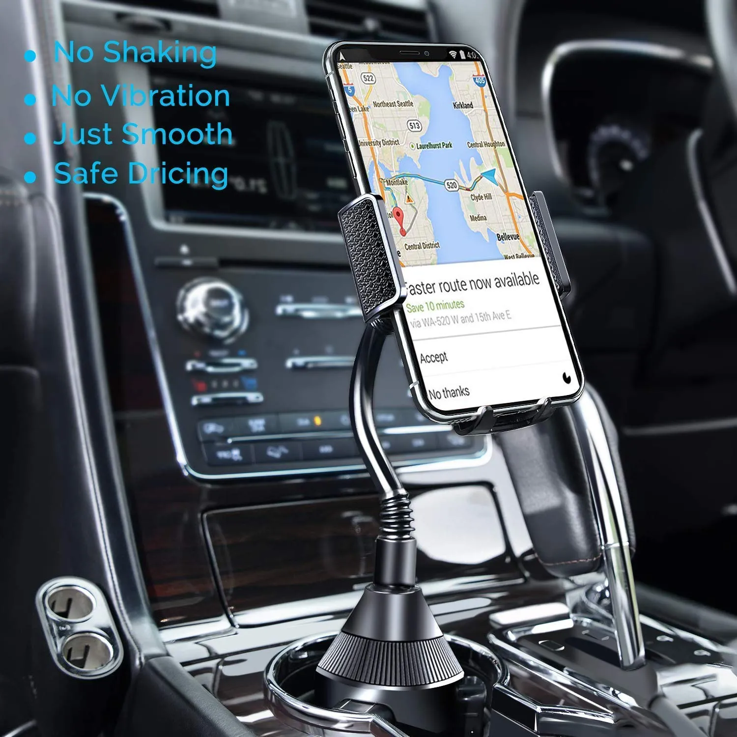 Car Cup Holder Phone Mount with Goose Neck & 360° Rotatable Cradle for iPhone 11 Pro Max 11 Pro 11 X XS Max XR 8 Plus 7 7  6s 6 SE,Galaxy S8 S7 Edge S6 Note 5, Smartphones, GPS etc.