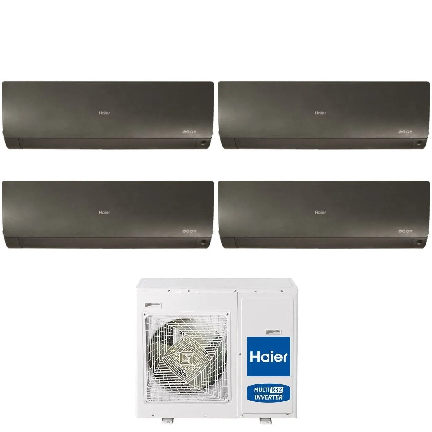 Climatizzatore Condizionatore Haier Quadri Split Inverter serie FLEXIS PLUS BLACK 7 7 15 18 con 4U75S2SR3FA R-32 Wi-Fi Integrato Colore Nero 7000 7000 15000 18000