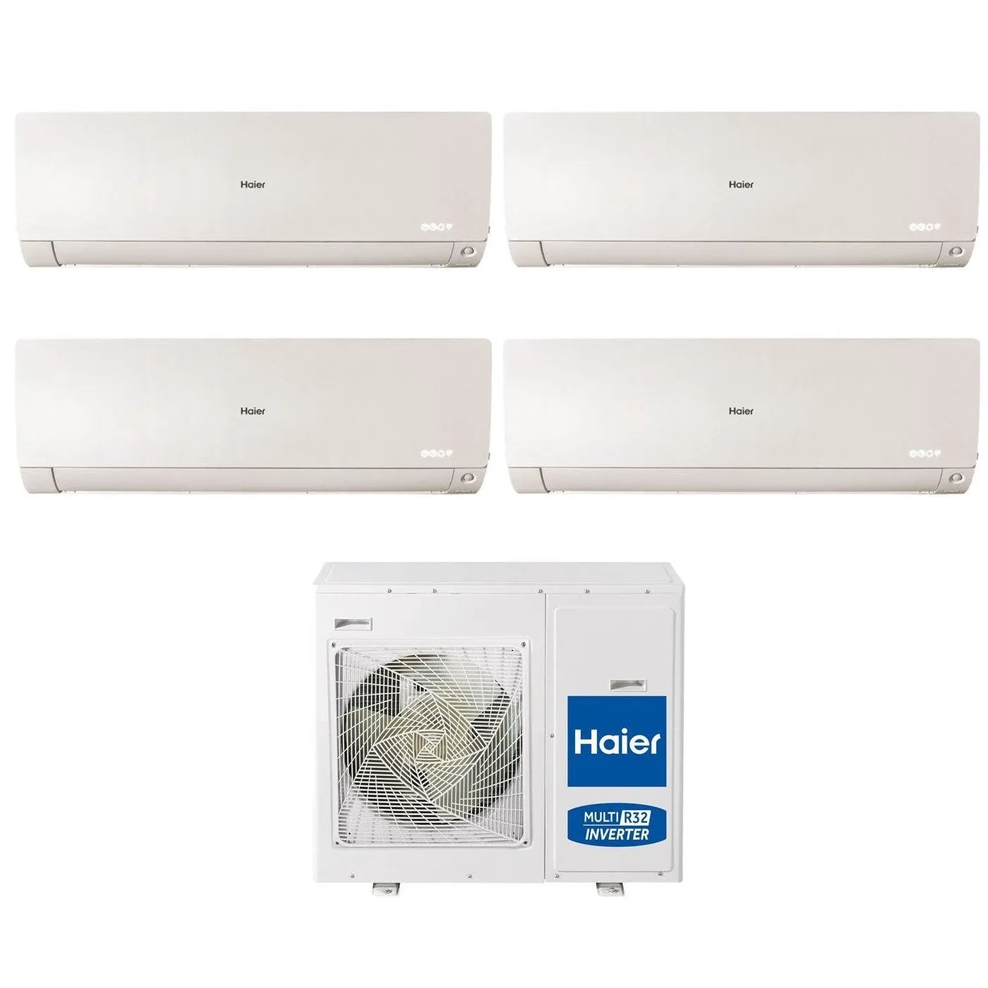 Climatizzatore Condizionatore Haier Quadri Split Inverter serie FLEXIS PLUS WHITE 7 12 12 15 con 4U85S2SR3FA R-32 Wi-Fi Integrato Colore Bianco 7000 12000 12000 15000