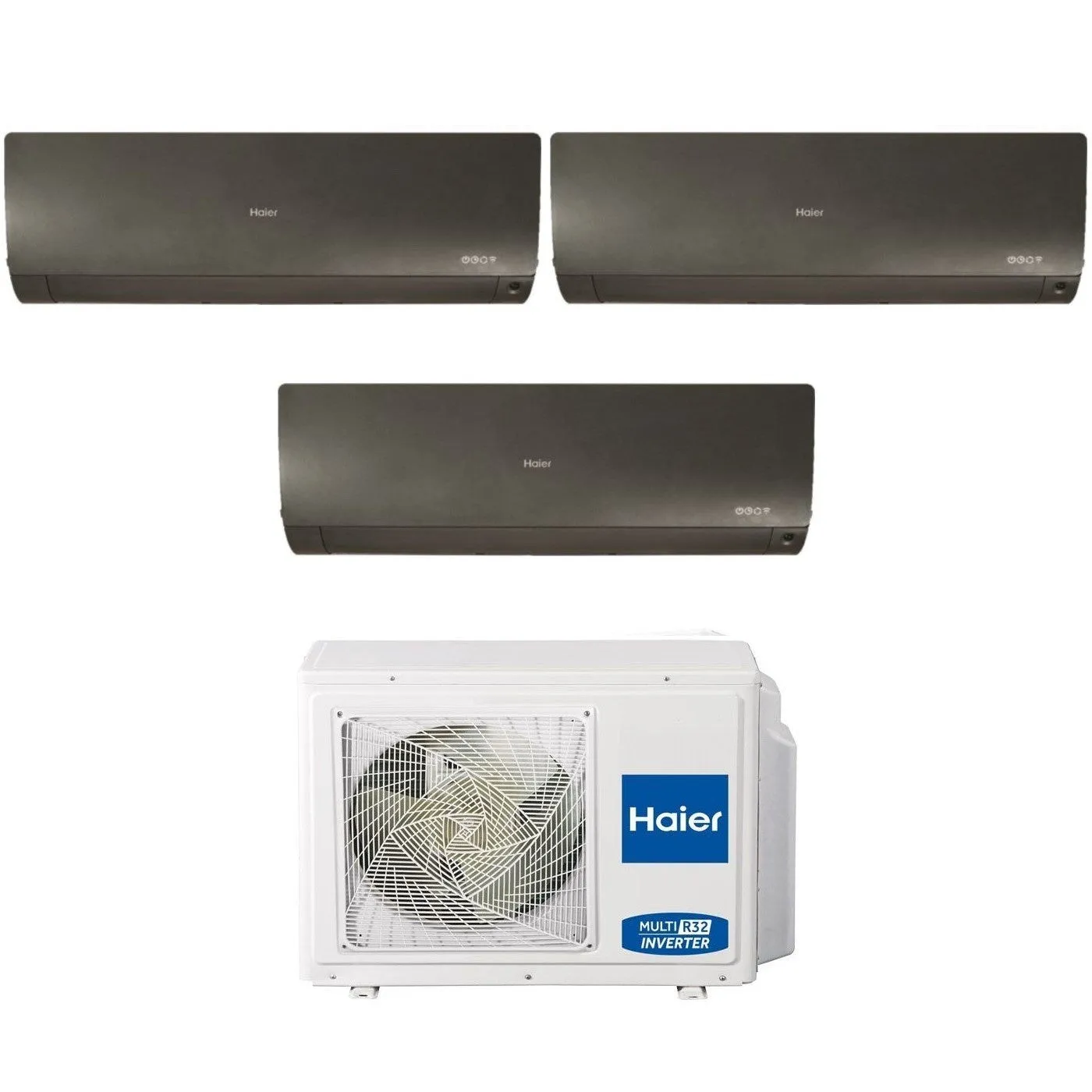 Climatizzatore Condizionatore Haier Trial Split Inverter serie FLEXIS PLUS BLACK 7 9 9 con 3U55S2SR3FA R-32 Wi-Fi Integrato Colore Nero 7000 9000 9000