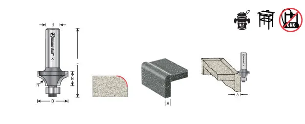 Corner Round Router Bit | 1 1⁄8 Dia x 1⁄2 x 5⁄16 Radius x 1⁄4" Shank | 57150 | 738685971505