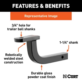 CURT 45520 Class 2 Ball Mount (1-1/4in. Shank; 3;500 lbs.; 3-1/8in. Rise; 9-3/4in. Long)