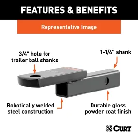 CURT 45521 Class 2 Ball Mount (1-1/4in. Shank; 3;500 lbs.; 3-1/4in. Drop; 7-1/4in. Long)