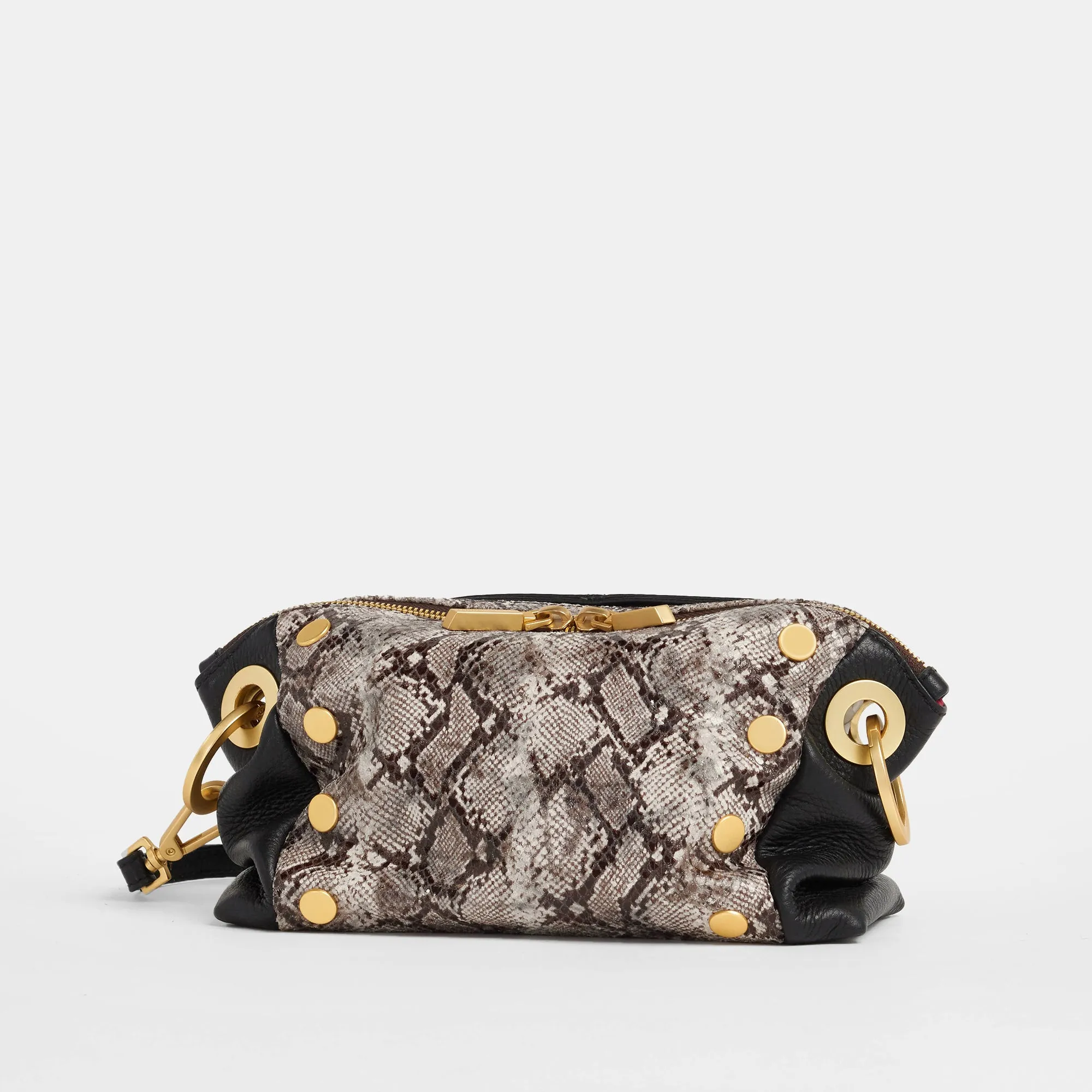 Daniel Crossbody Clutch | Contrast Snake/Brushed Gold | Sml