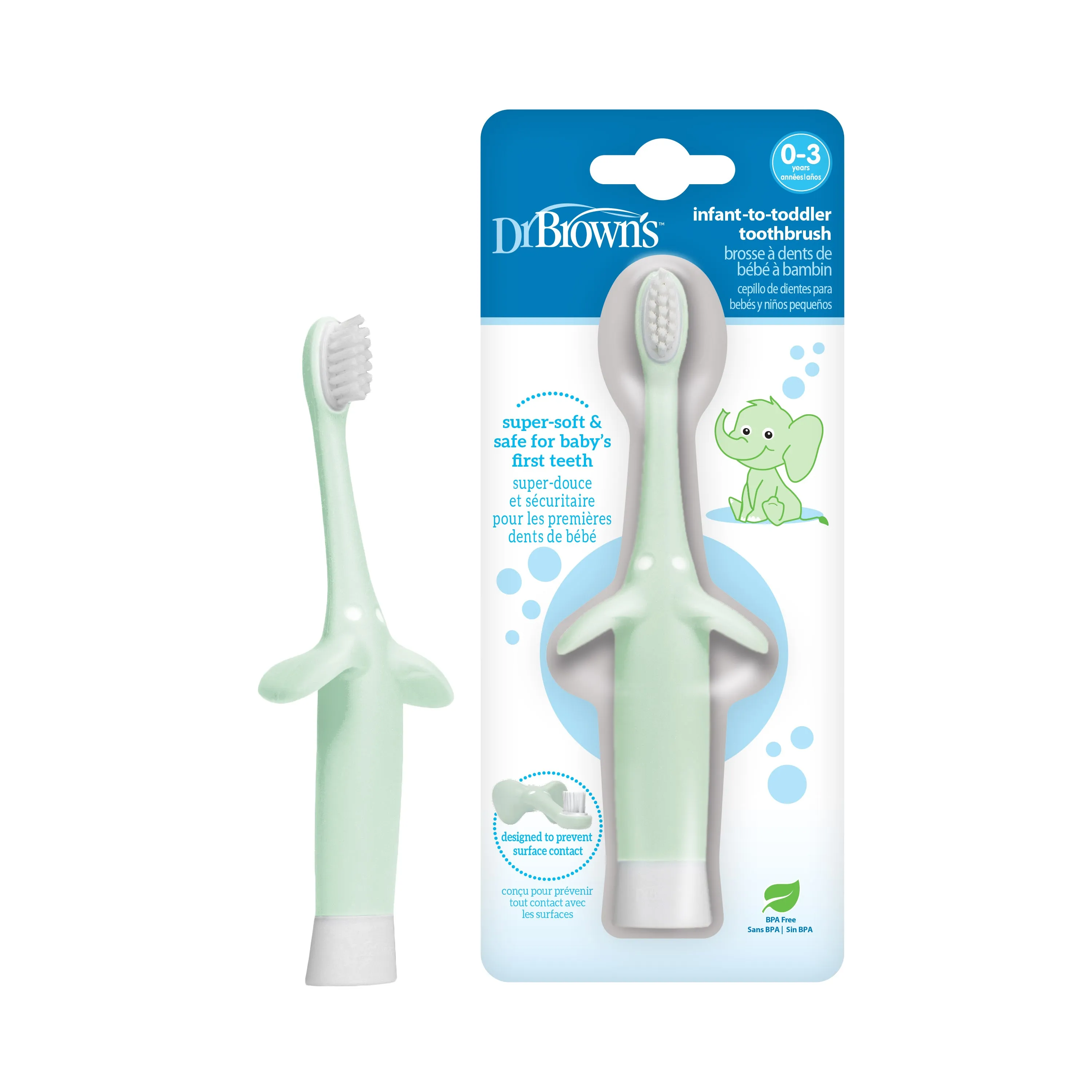 Dr. Brown's Infant To Toddler Toothbrush Mint Elephant Birth to 36M