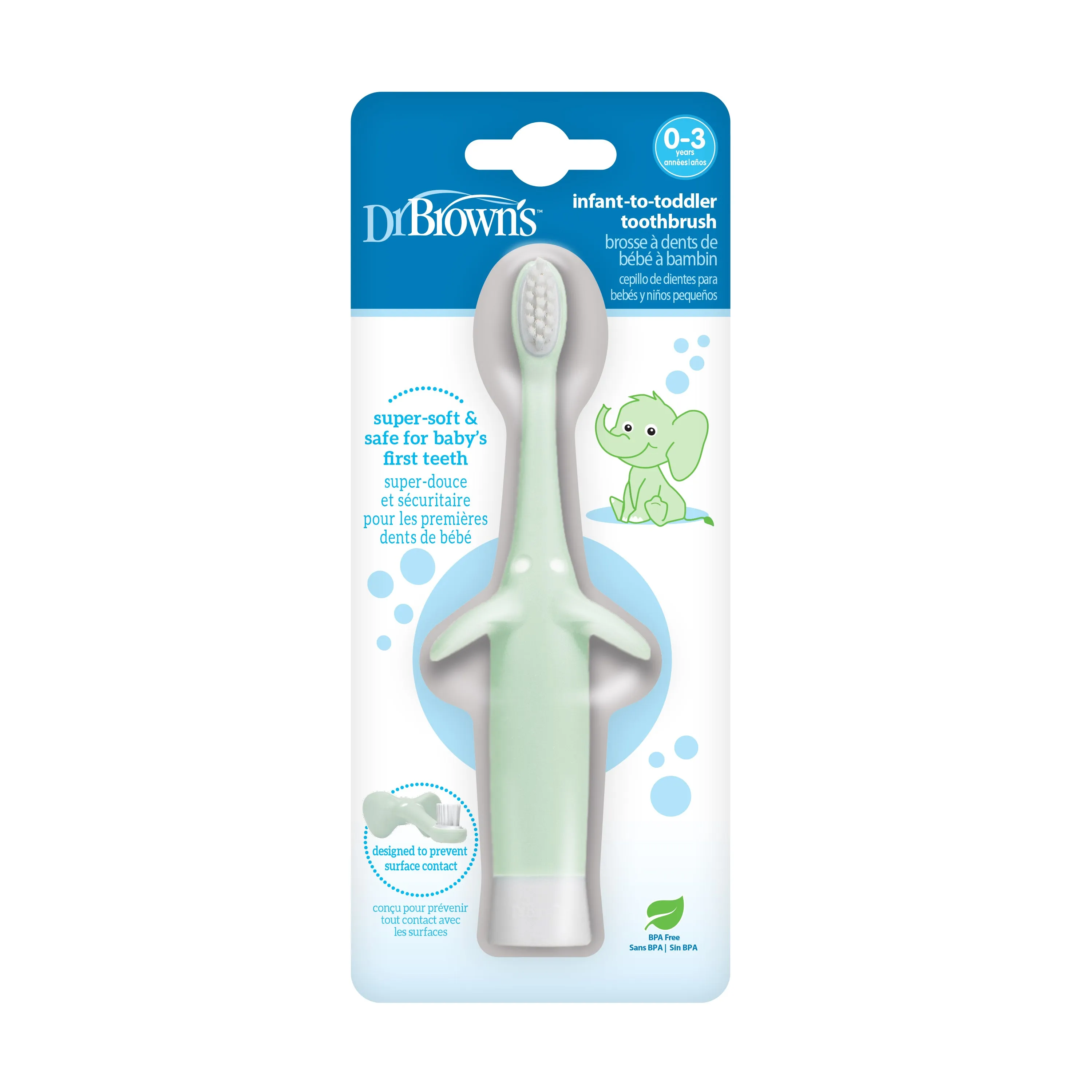 Dr. Brown's Infant To Toddler Toothbrush Mint Elephant Birth to 36M