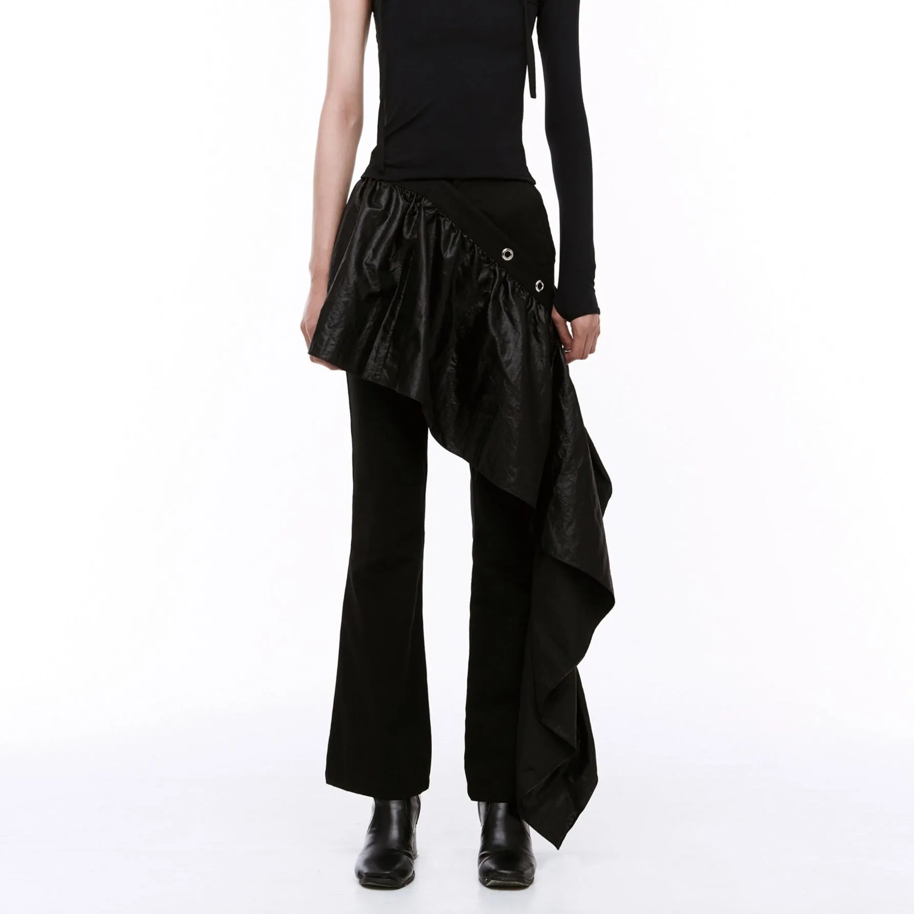 Draping boot cut pants black