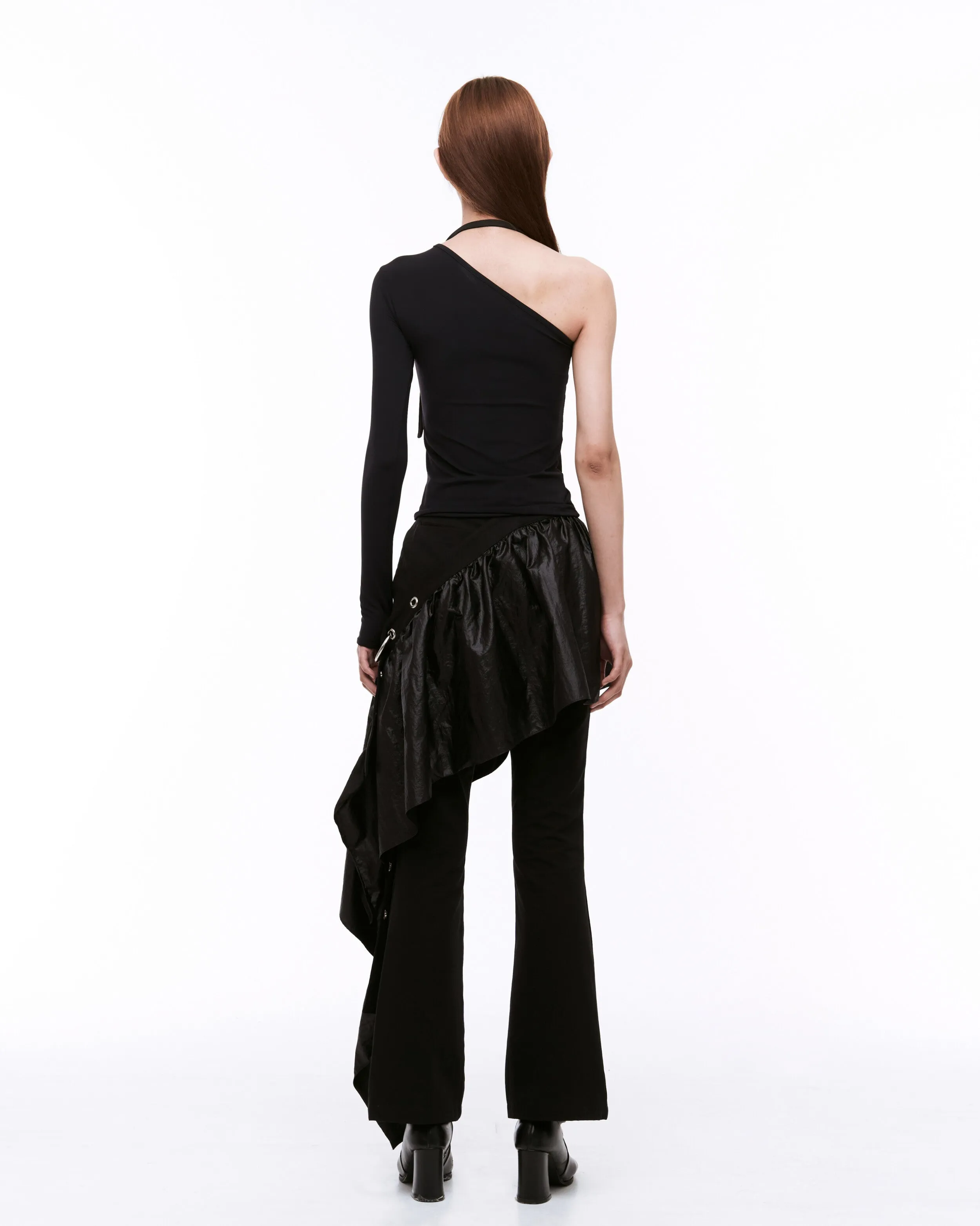 Draping boot cut pants black