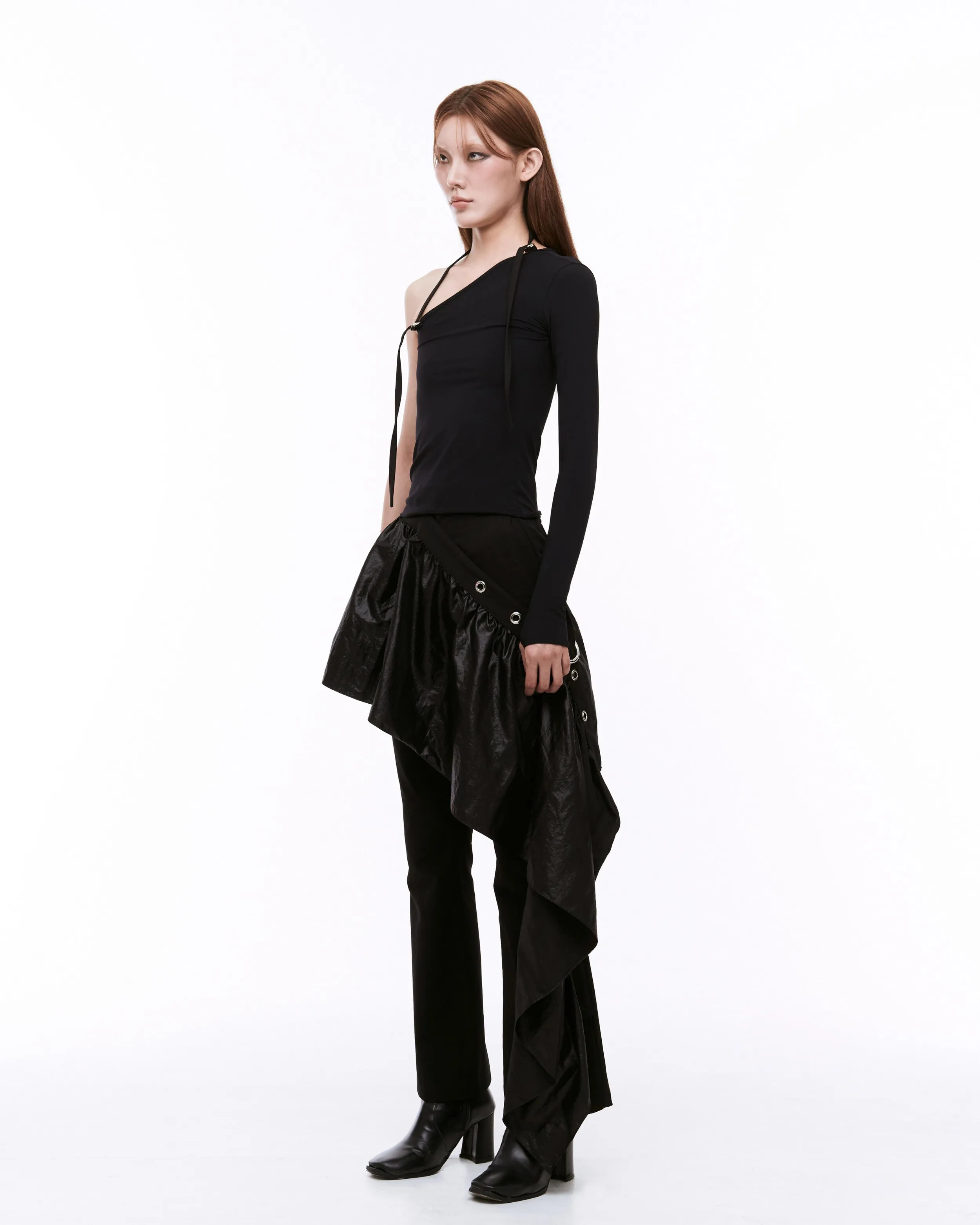 Draping boot cut pants black