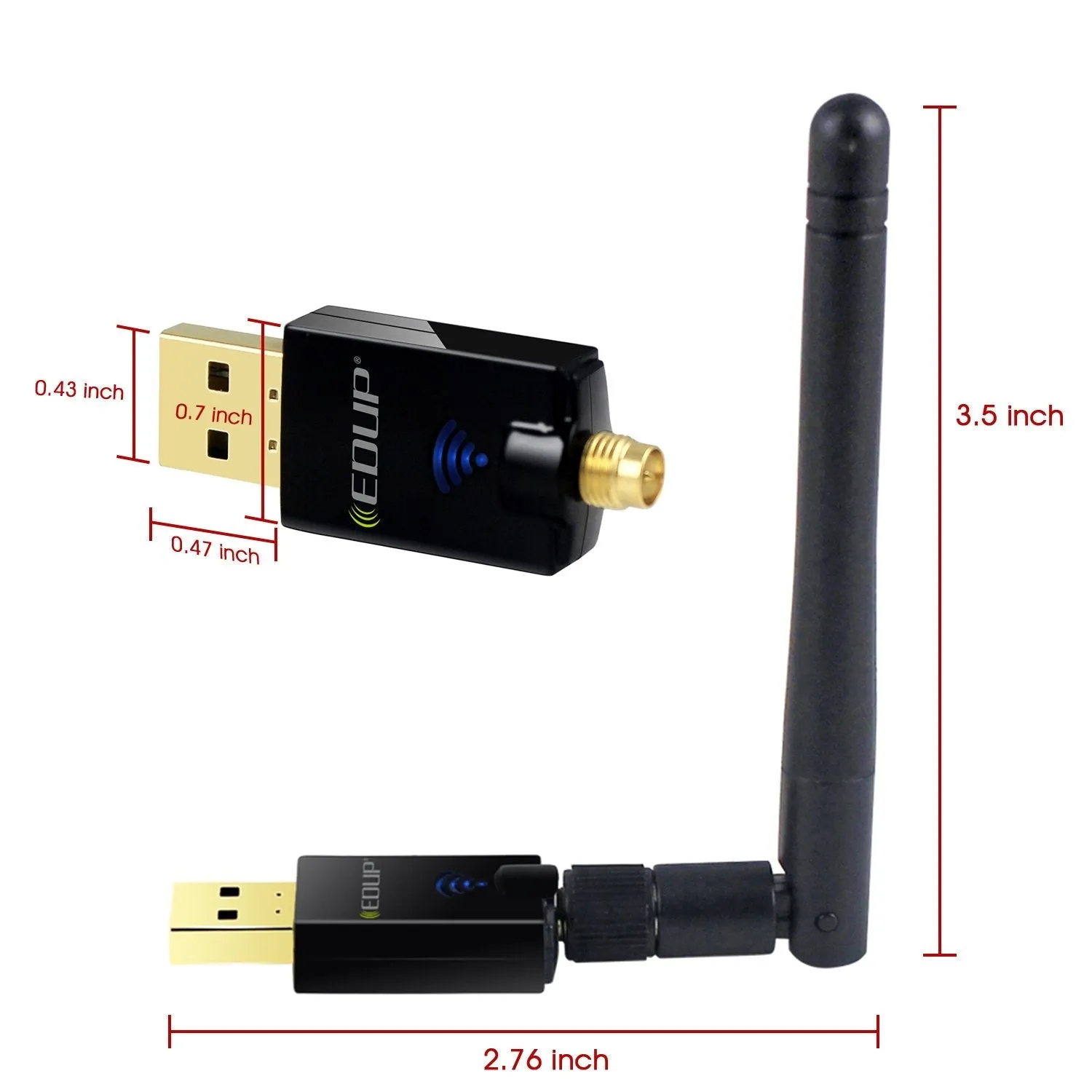 EDUP WiFi Adapter ac600Mbps Wireless USB Adapter 5.8GHz/2.4GHz Dual Band 600Mbps USB Adapter 2dBi External Antennas Supports Windows