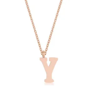 Elaina Rose Gold Stainless Steel Y Initial Necklace