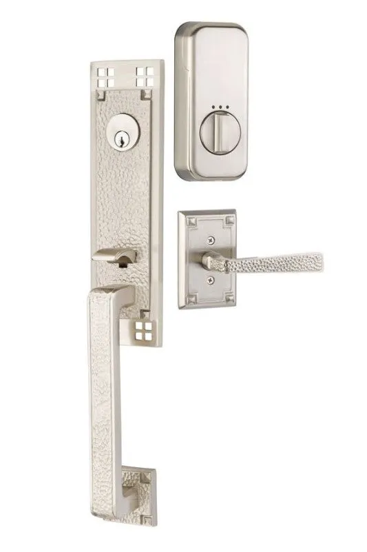 Emtek Single Cylinder Arts & Crafts Handleset EMPowered Motorized Smart Lock Upgrade With Lowell Glass Knob