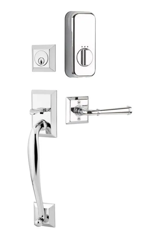 Emtek Single Cylinder Franklin Handleset EMPowered Motorized Smart Lock Upgrade With Freestone Lever