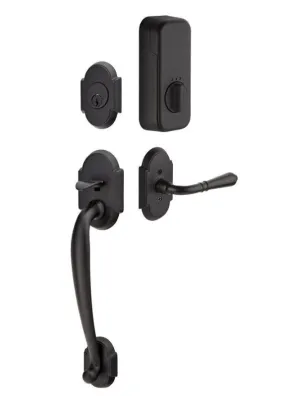 Emtek Single Cylinder Nashville Handleset EMPowered Motorized Smart Lock Upgrade With Geneva Lever