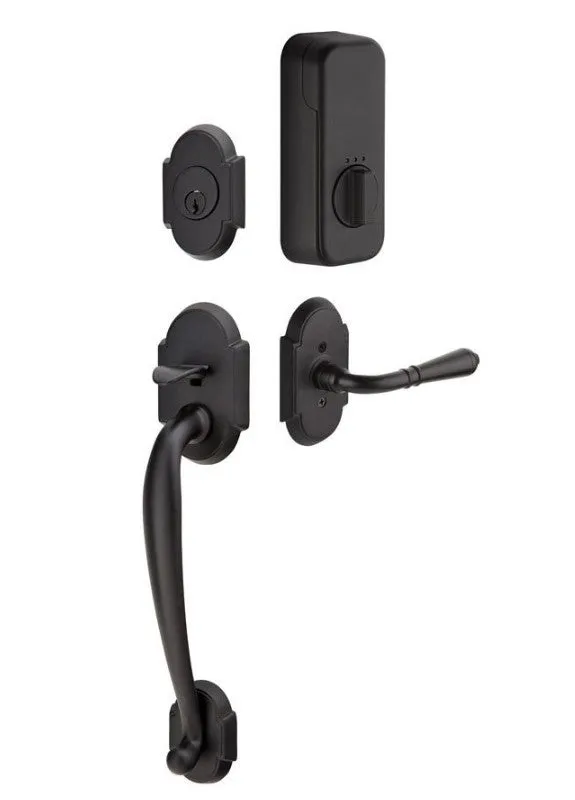 Emtek Single Cylinder Nashville Handleset EMPowered Motorized Smart Lock Upgrade With Select L-Square Faceted Lever