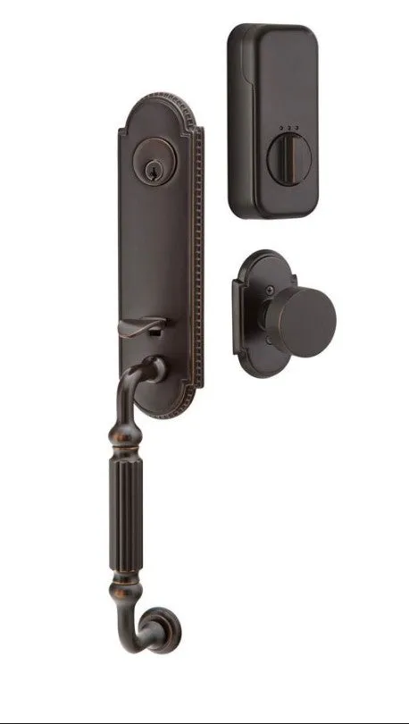 Emtek Single Cylinder Orleans Handleset EMPowered Motorized Smart Lock Upgrade With Select R-Bar Tribeca Lever