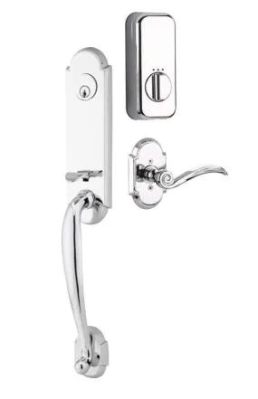 Emtek Single Cylinder Richmond Handleset EMPowered Motorized Smart Lock Upgrade With Select T-Bar White Marble Lever