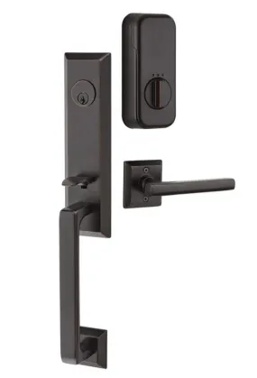 Emtek Single Cylinder Transitional Heritage Monolithic Handleset EMPowered Motorized Smart Lock Upgrade With Poseidon Lever