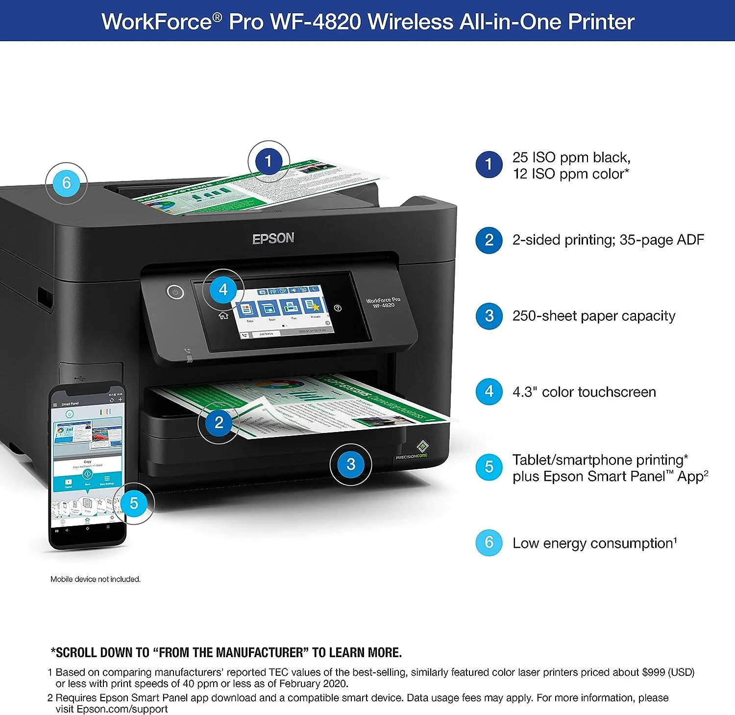 Epson Workforce Pro WF-4820 Wireless Color Inkjet All-In-One Printer