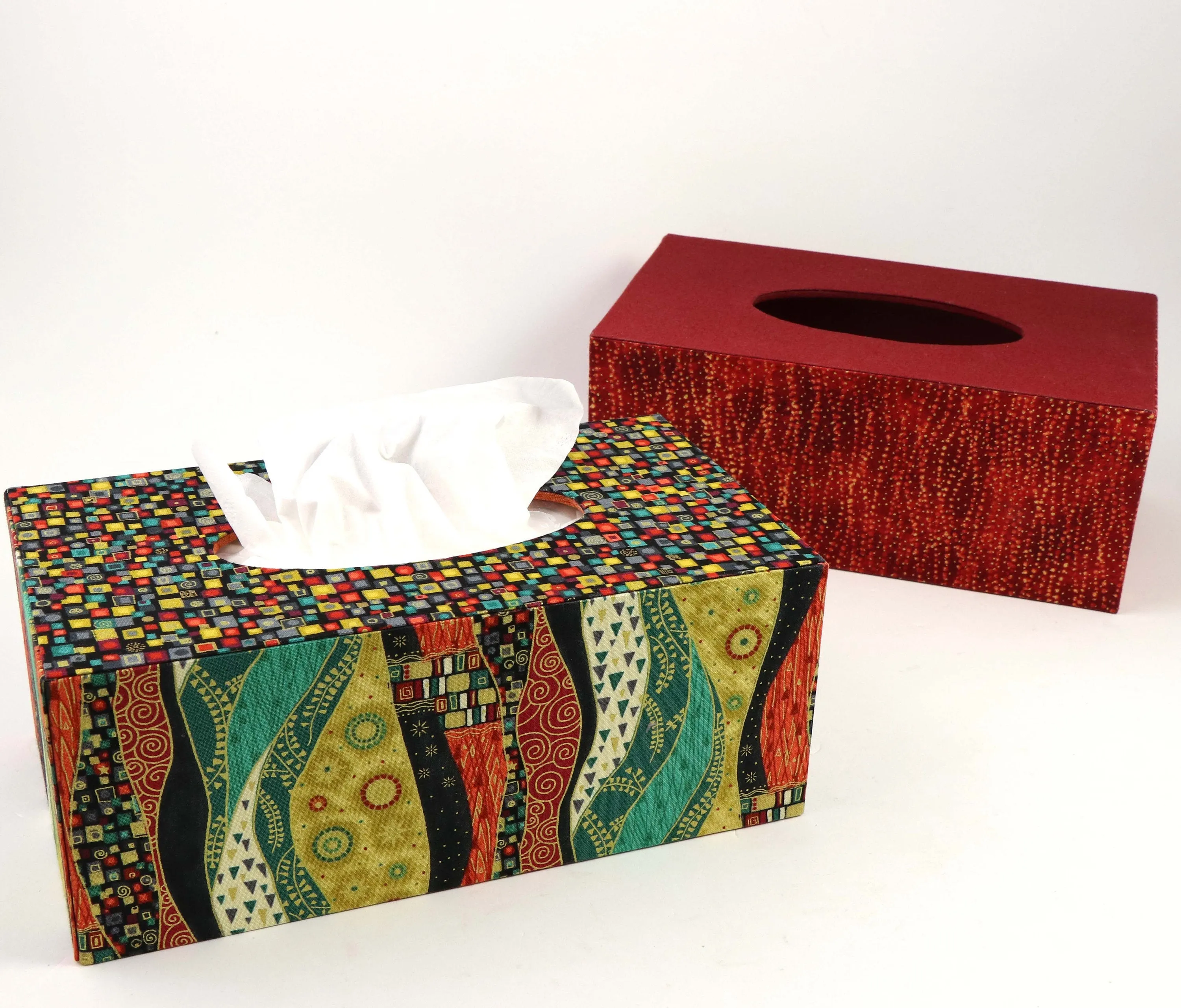 Fabric rectangular tissue box cover DIY kit, cartonnage kit 181, online instructions included