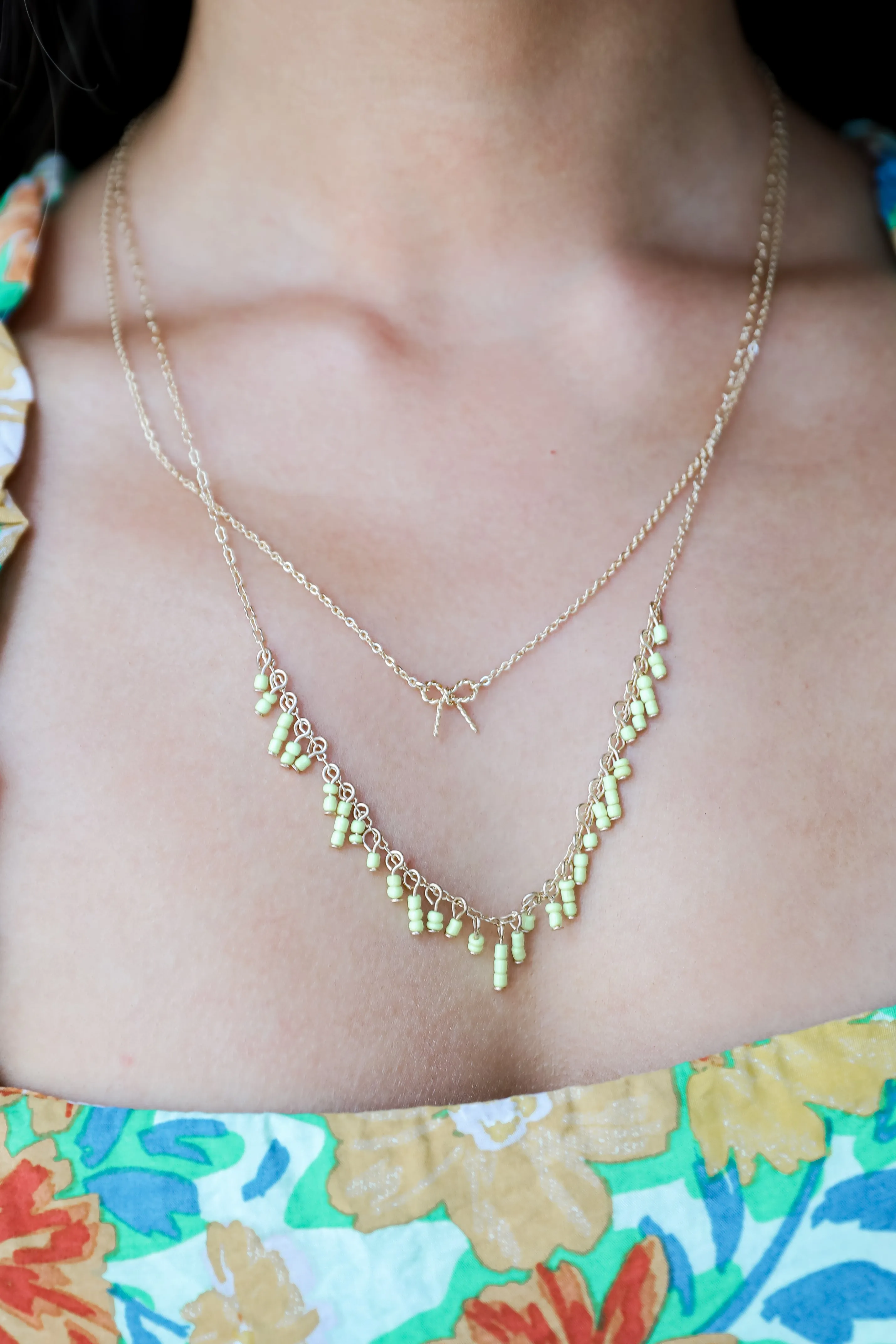 FINAL SALE - Sadie Yellow Beaded Layered Necklace