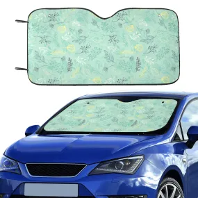 Floral Windshield Sun Shade, Green Plants Garden Car Accessories Auto Cover Protector Window Visor Screen Decor 55" x 29.53"