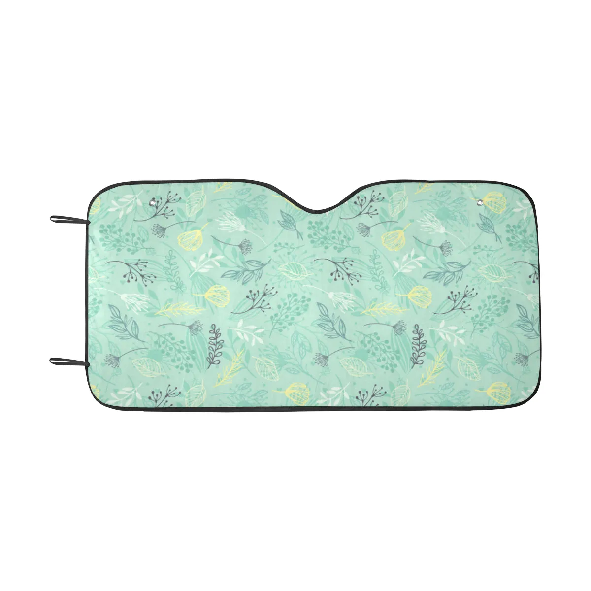 Floral Windshield Sun Shade, Green Plants Garden Car Accessories Auto Cover Protector Window Visor Screen Decor 55" x 29.53"