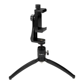 Fotodiox Cell Phone Tripod Mount Adapter Kit - Universal Phone 1/4" Tripod Mount Clamp for Smartphones with Fotodiox Pro Mini Tabletop Ballhead Tripod, Vertical Horizontal Adjustable Clamp 2.2-4" Wide