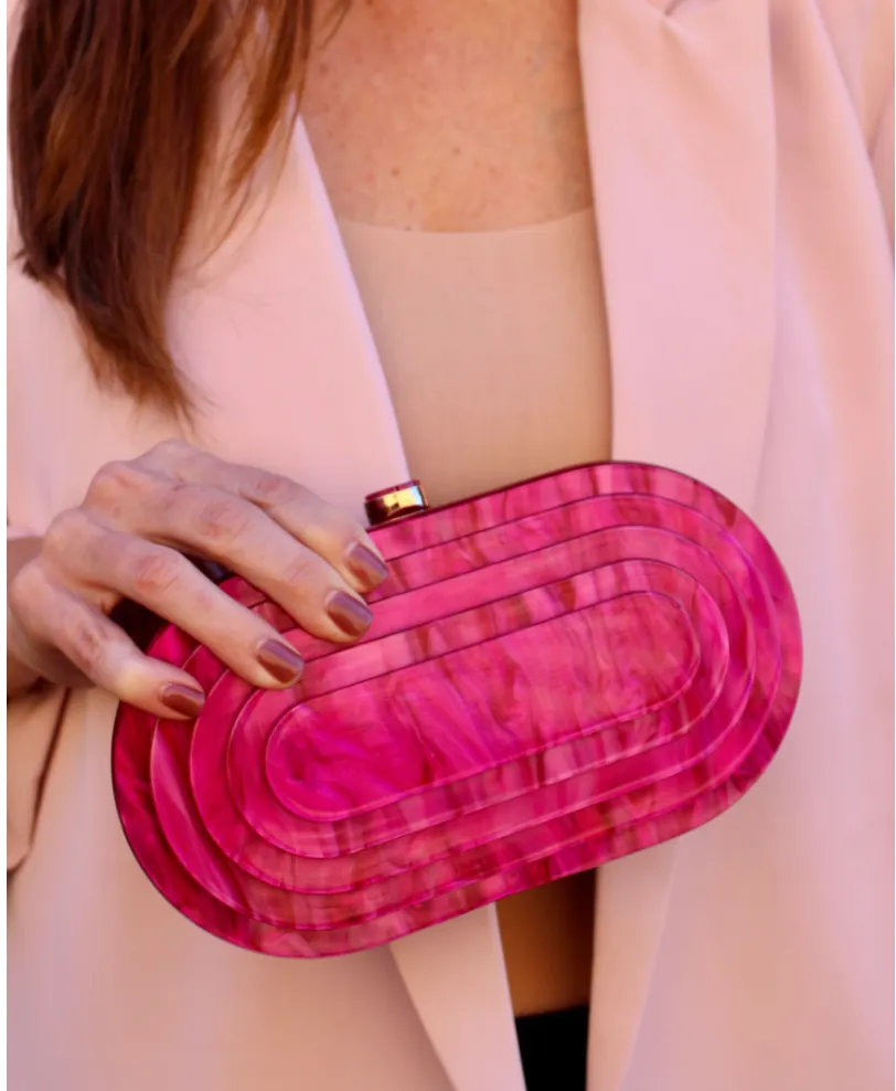 Fuchsia Acrylic Deco Clutch