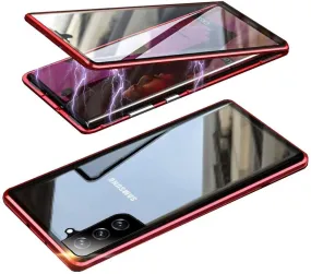 Galaxy S21 FE Case Magnetic Clear Double-Sided Tempered Glass Cover