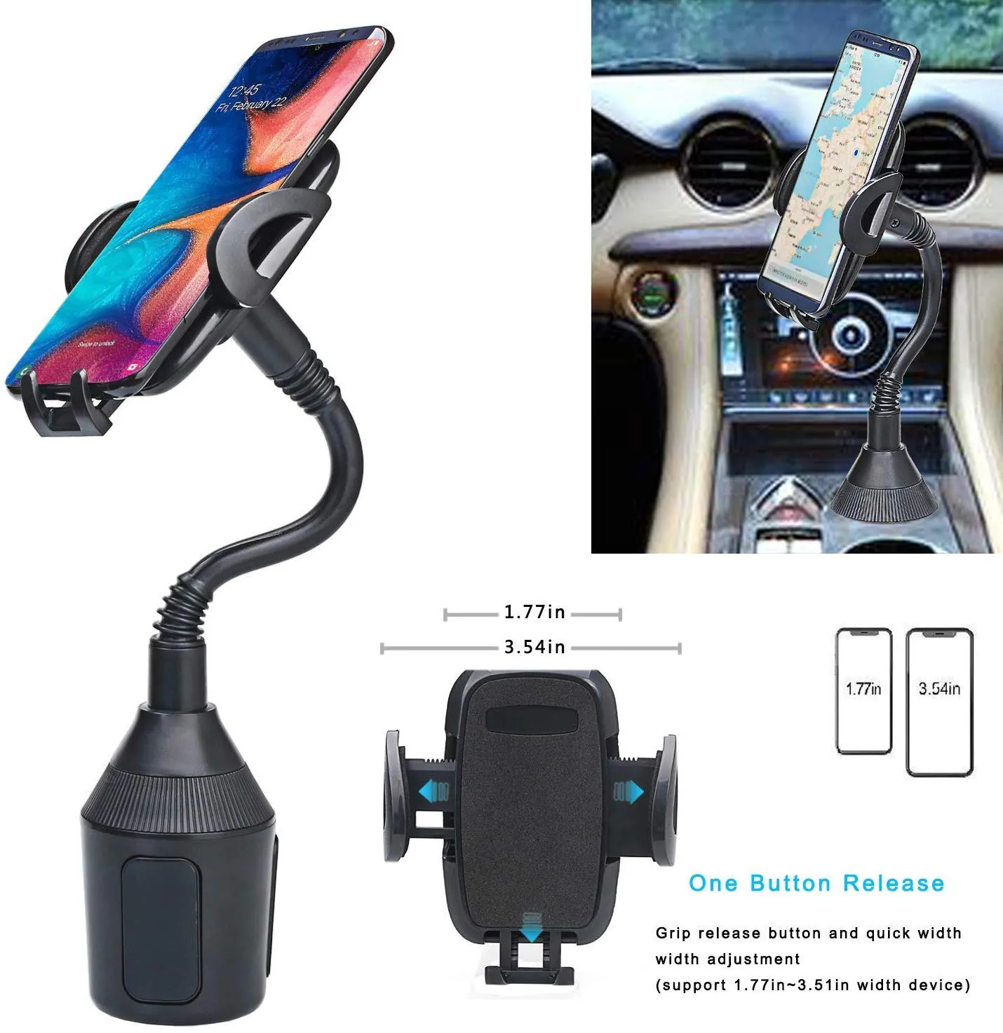 Galaxy Wireless Car Holder Phone Cup Mount with Longer Gooseneck Neck & 360° Rotatable Cradle for LG Aristo/Aristo 2/Aristo 3/Aristo 2 Plus/Tribute Empire/Rebel 4 LTE/Rebel 3 LTE/Phoenix 4/Fortune 2