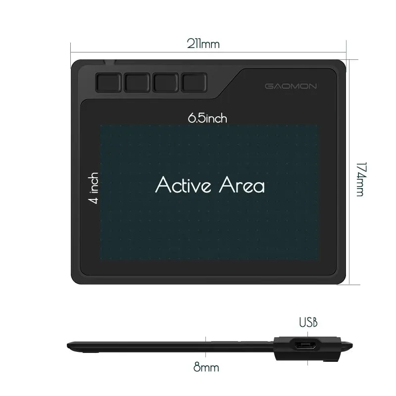 GAOMON S620 6.5x4 Inch Anime Digital Graphic Tablet Art Writing Board for Drawing &Game OSU with 8192 Levels Pen Children Tablet