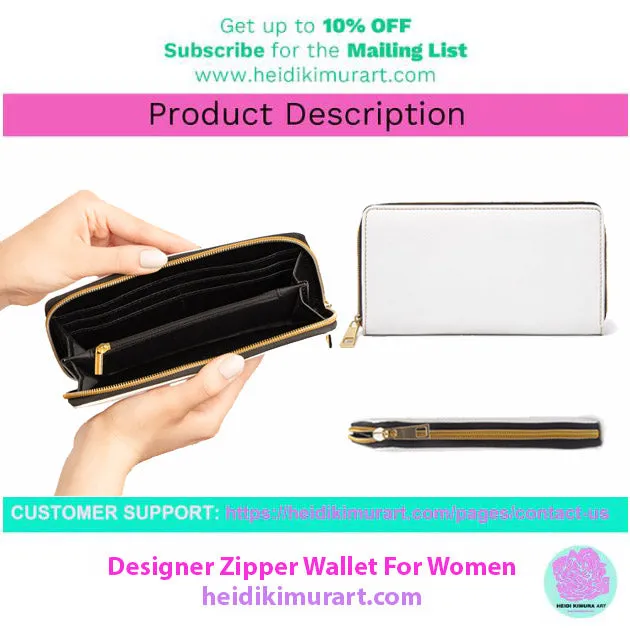 Green Zebra Print Zipper Wallet, Best Zebra Striped Animal Print Gold Color Zipper Wallet For Women