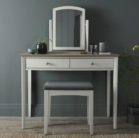 Grey Dressing Table with White Oak Tabletop