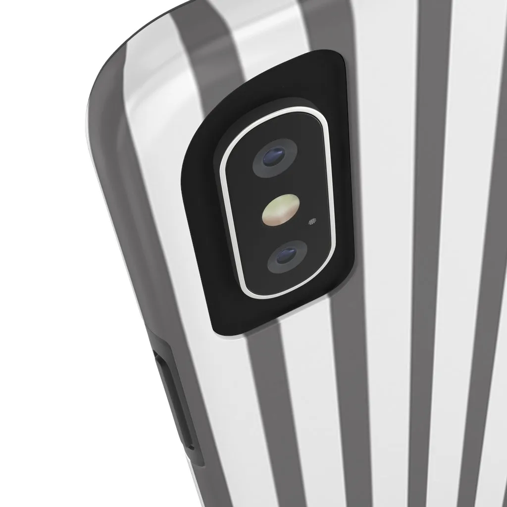 Grey Striped iPhone Case, Modern Designer Case Mate Tough Samsung Galaxy Phone Cases