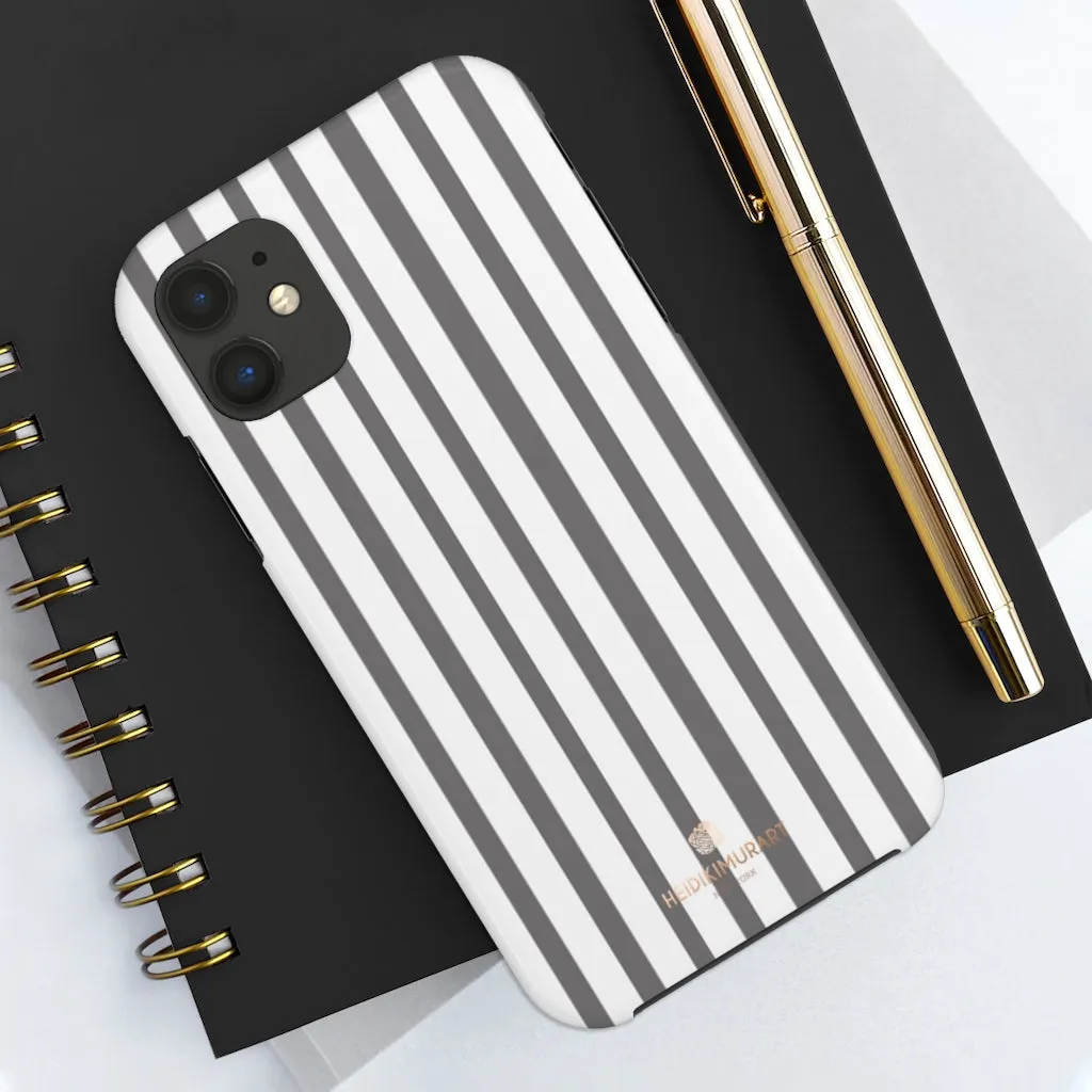 Grey Striped iPhone Case, Modern Designer Case Mate Tough Samsung Galaxy Phone Cases